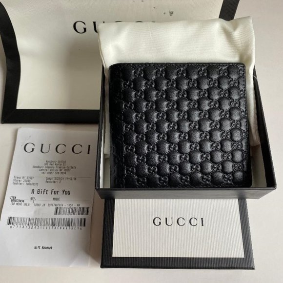 New GUCCI Micro GG NEW Men's Navy bifold - Picture 1 of 11